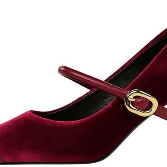 Women's Velvet Pointed Toe Pumps 2.8 Inch Stiletto Heels Slip On Dress Shoes - Picture 4 of 6